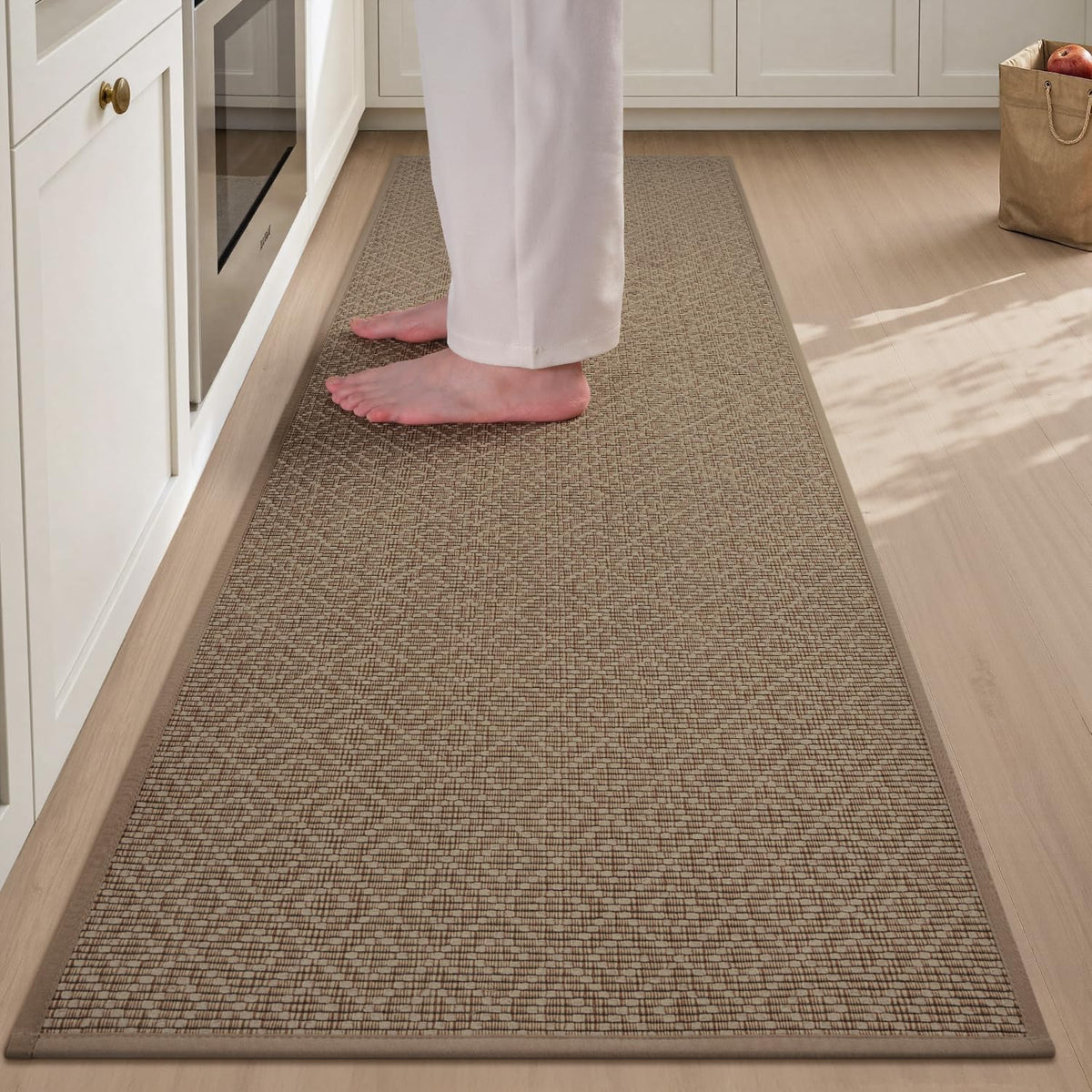 PADOOR Kitchen Runner, Rubber Backed Kitchen Runner Rugs Non Skid Washable, Super Absorbent Kitchen Mats for Floor Front of Sink, 20"x47" Brown