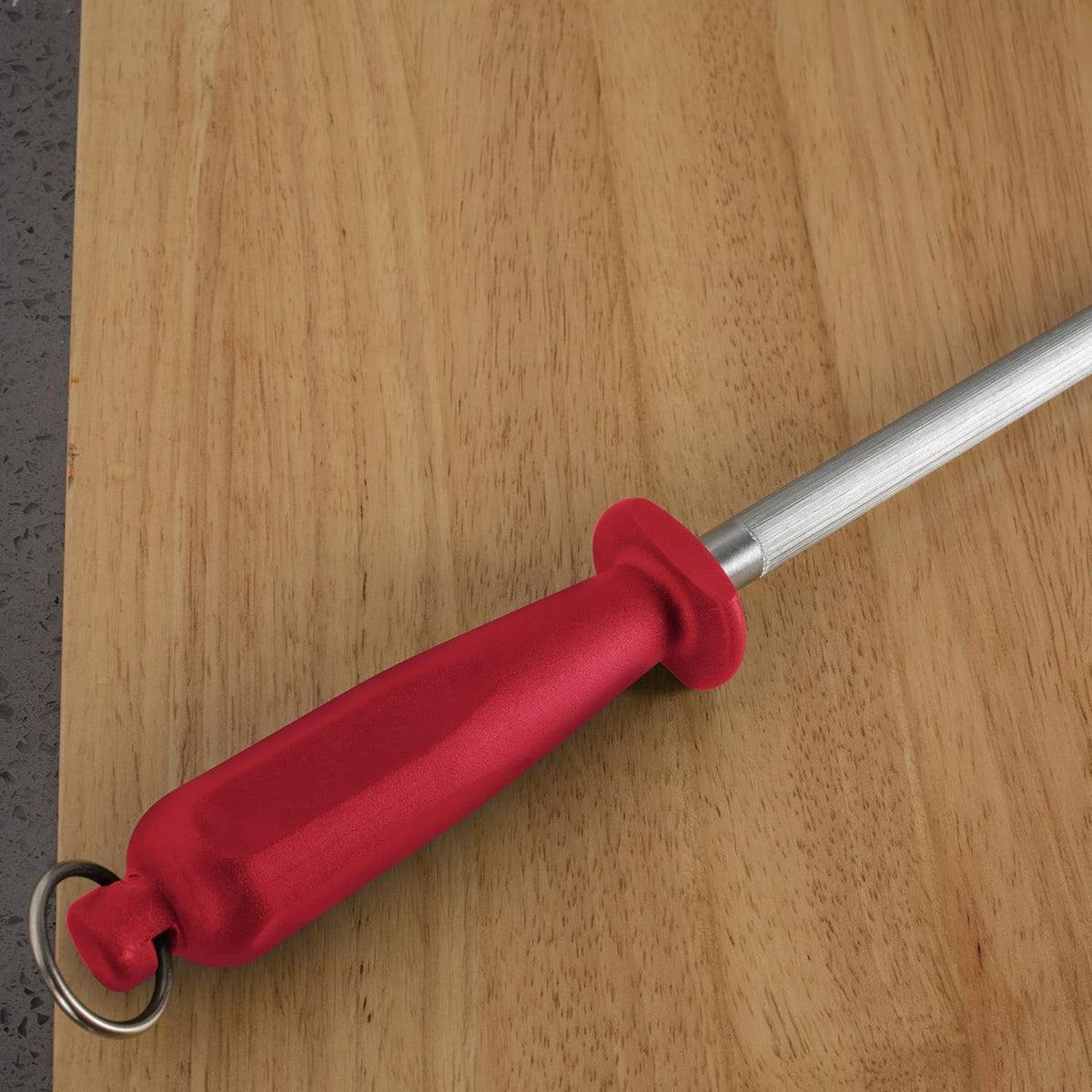 Professional Carbon Steel Red Knife Sharpening Steel, Red 12 Inch