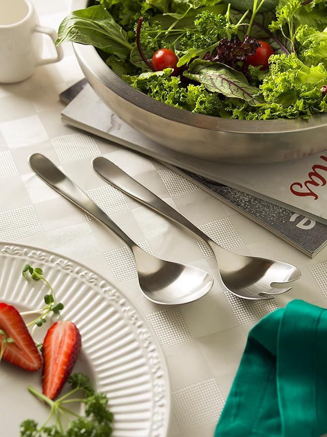Matte Serving Set, 18/10 Stainless Steel Satin Flatware, Modern Brushed Finish Cutlery, Dishwasher Safe & Durable, Built to Last (10-Piece Serving Set, Fidenza)