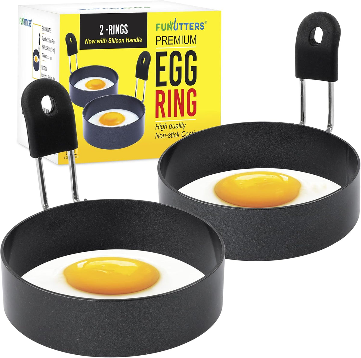Egg Rings, 3.5'', Nonstick, Professional and Large, Stainless Steel Omelet/Egg Rings For Frying Eggs and Egg Mcmuffins, Egg Mold For Breakfast, Mini Pancakes, and Fried Eggs