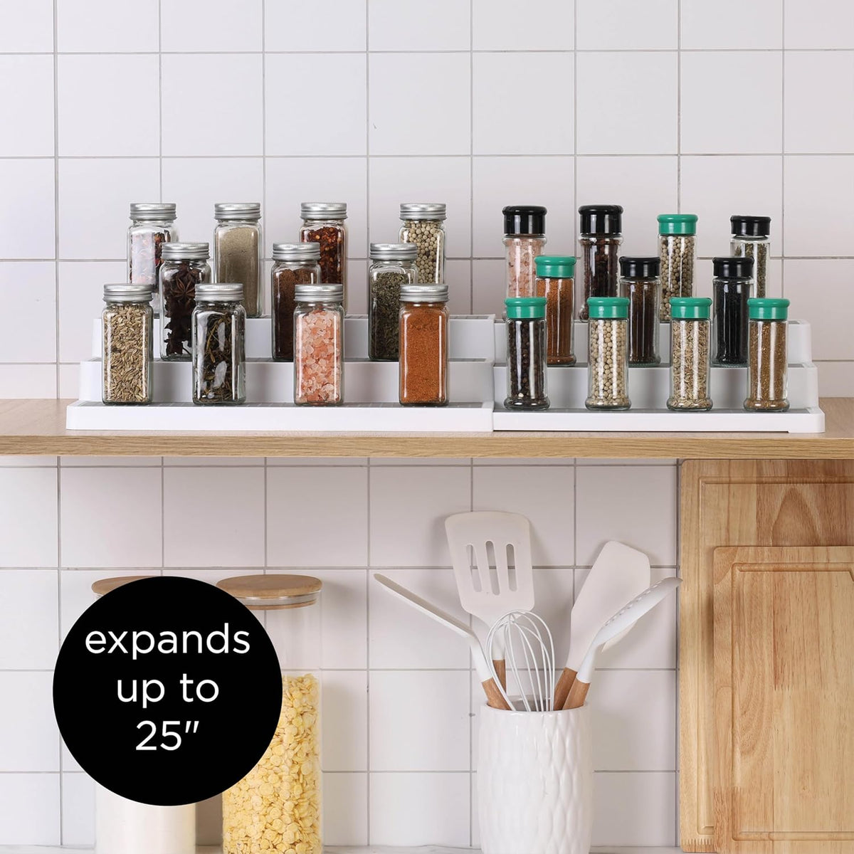SIMPLEMADE 3-Tier Spice Rack Organizer - Versatile Storage Shelf for Kitchen, Bathroom, Bedroom & Office, Set of 2, Expandable White