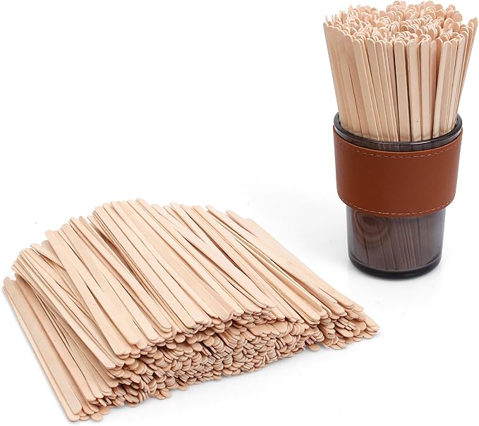 ANTETOK Wooden Coffee Stirrers - Coffee Stir Sticks 7 Inch,500pcs Disposable Birch Wood Coffee/Beverage Stirrers,Swizzle Drink Sticks,Coffee Bar Accessories