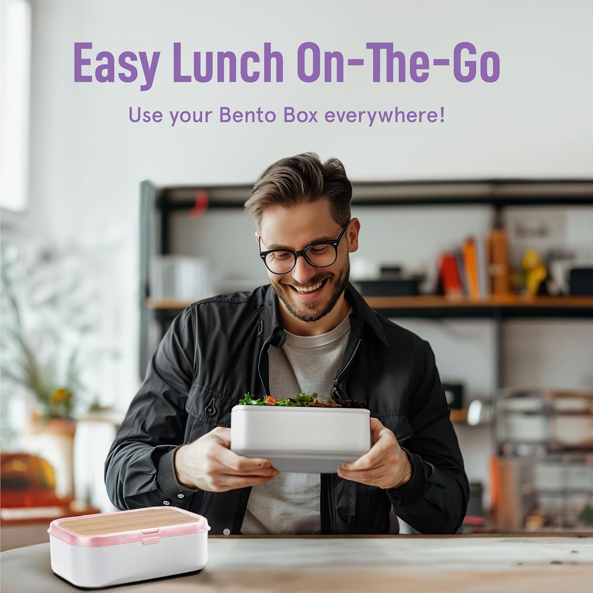 Double Premium Bento Box Adult, 67 fl oz BPA-Free - Dusty Pink Stackable Lunch Box with Leak-Proof Lids & Dividers, Perfect for Meal Prep, Lunches & Portion Control