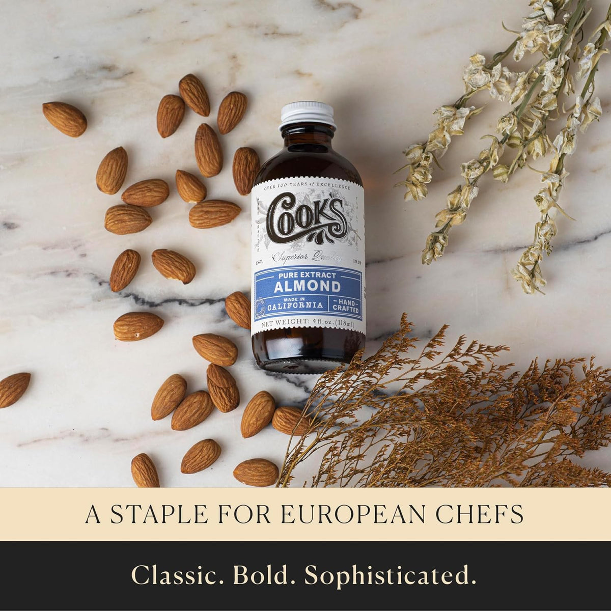 Cook’s, Pure Almond Extract for Baking, Cooking, and Mixology, Allergen Free Almond Flavoring Extract, 4 oz