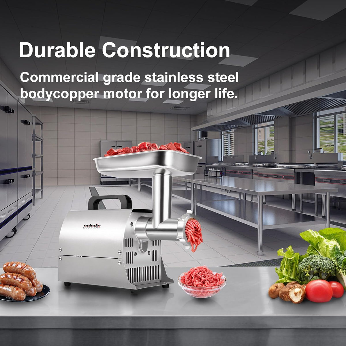 Electric Meat Grinder Machine, #8 Meat Grinders for Home Use, 0.4HP 260lbs/H Stainless Steel ETL Approved Heavy Duty Meat Mincer with Sausage Sufffer Tube