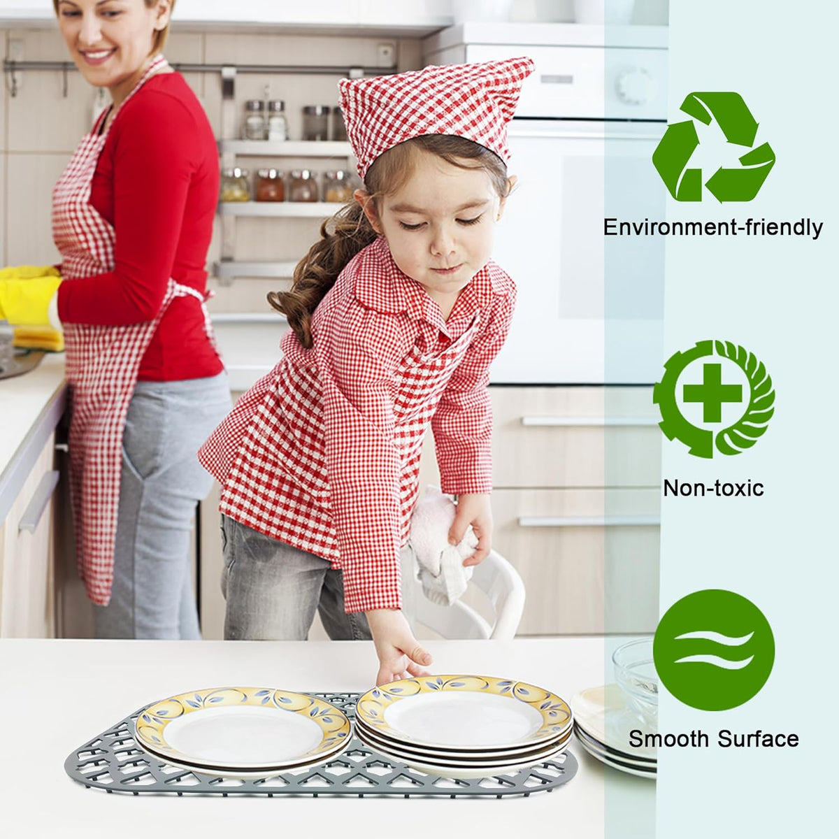 Sink Protectors for Kitchen Sink 13x11 &16x12 &19x14 &21x16 &22x13 &24x13 &26x14 &28x14 &30x16, Large Silicone Sink Mats Grid for Bottom of Farmhouse Sink (16.7”x12.5”)