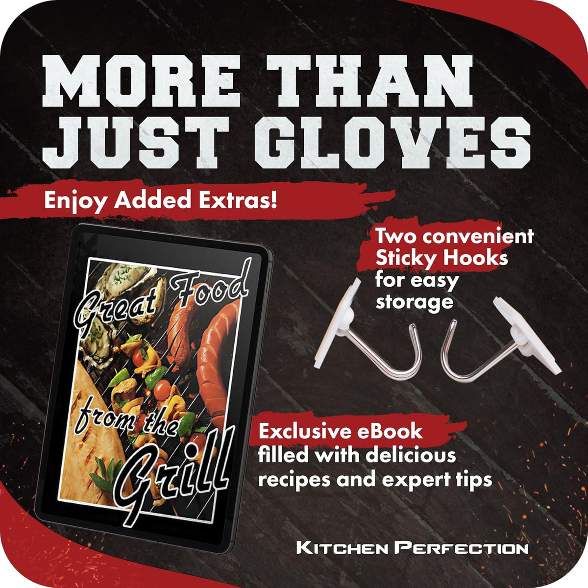 KITCHEN PERFECTION XL Silicone Smoker Oven Gloves-Extreme HeatResistant Gloves-Handle Hot Food Right on Your Grill BBQ Fryer&Pit|Waterproof Grilling Cooking&Baking Mitts|Superior Value Set+3 Bonuses