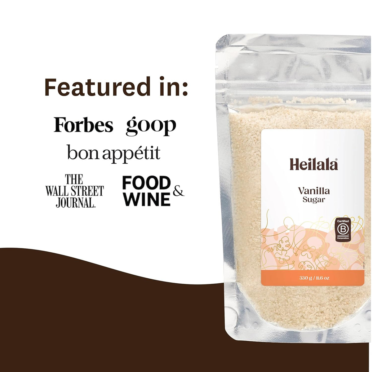 Heilala Pure Vanilla Sugar, 11.6 oz – Raw Sugar Infused with Pure Vanilla Extract & Ground Vanilla Beans, Sustainably Sourced Vanilla for Baking & Desserts