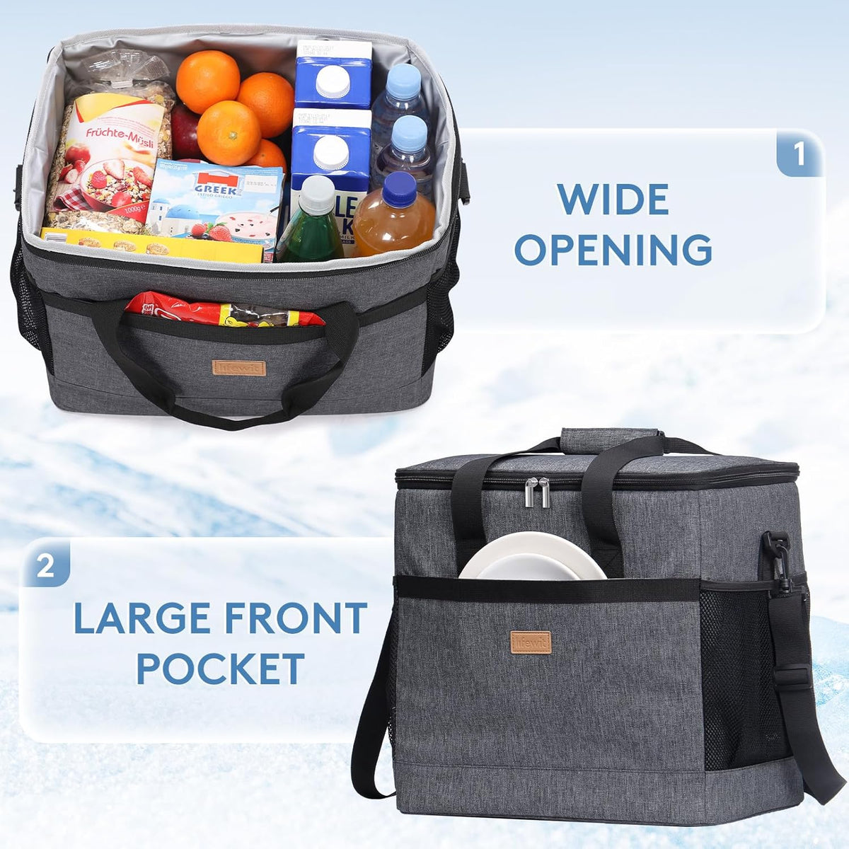 Lifewit Cooler Bag 30/50/60 Cans Collapsible and Insulated Large Lunch Bag Leakproof Soft Cooler Portable Tote for Camping/BBQ/Family Outdoor Activities