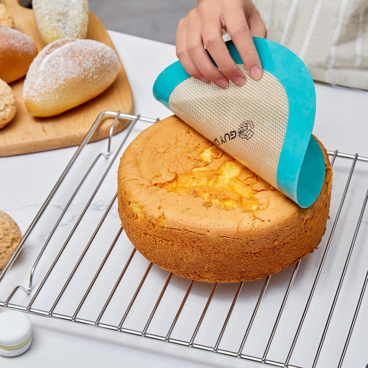 GUYDREMAT 10-Inch Silicone Baking Mats Set of 2 - Non-Stick, Heat-Safe Up to 480°F, Perfect for Pizza, Cakes, Pastries, Bread, Foldable for Storage, Works in Standard Ovens, Food Grade & Reusable