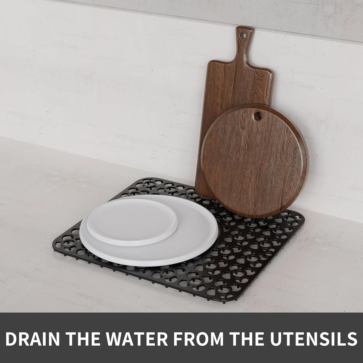 WAFT YEARN 2PCS Sink Mats Sink Protectors Dish Racks Dishwasher Safe Grid Mats for Kitchen Sink Silicone Protect Sink from Stains Damage Scratches Non Slip Heat Resistant Rust Resistant 11"X12" Black