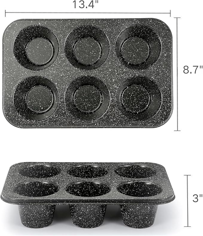 Stainless Steel Popover Pans - 6-Cavity Non-Stick Tray Mold for Baking, Jumbo Size for Premium Homemade Cupcakes, Muffins, Cheesecakes, Breads - Professional Grade for Bakery Kitchen Oven
