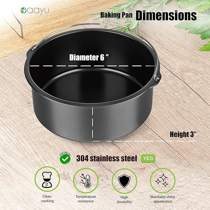 Baking Pan for Pressure Cookers, Air Fryers and Ovens- For 3 QT to 5QT Pressure Cookers & 3 QT 5.3QT Air Fryers.Fits InstantPot COSORI Ninja Foodi Gowise Philips NuWave Power Farberware & more