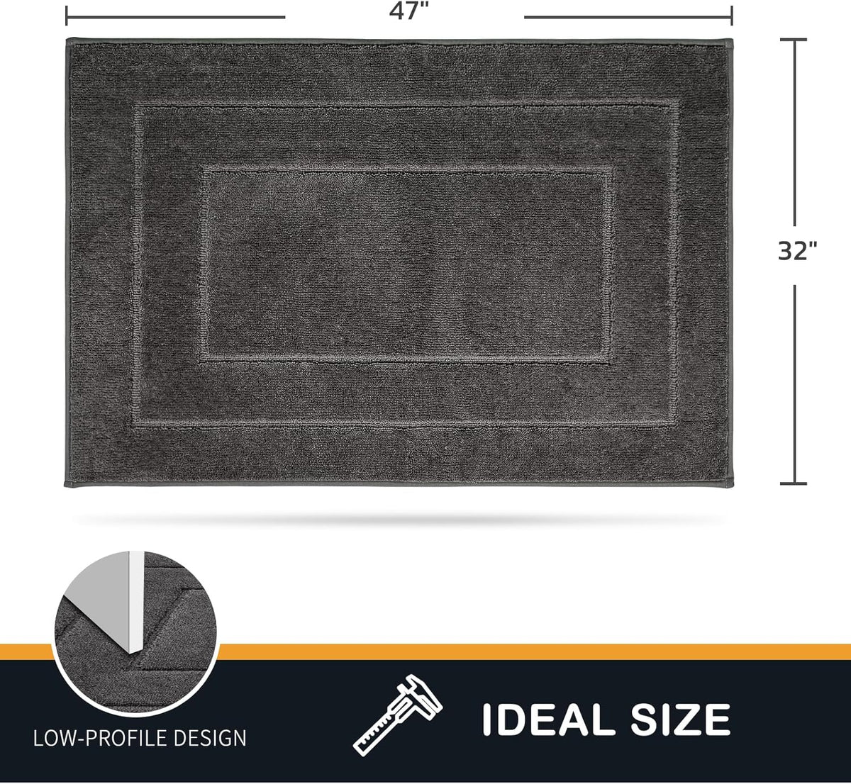 PURRUGS Dirt Trapping Door Mat 32" x 47", Non-Slip/Skid Machine Washable Entryway Rug, Dog Doormat, Super Absorbent Welcome Mat for Muddy Wet Shoes and Paws, Grey