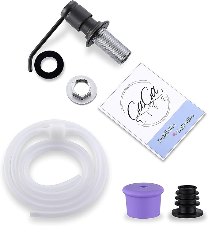 GAGALIFE Soap Dispenser for Kitchen Sink (Oil Rubbed Bronze) and Extension Tube Kit, Complete Brass Head, 40" Silicone Tube Connect to The Soap Bottle Directly, No More Top Refill