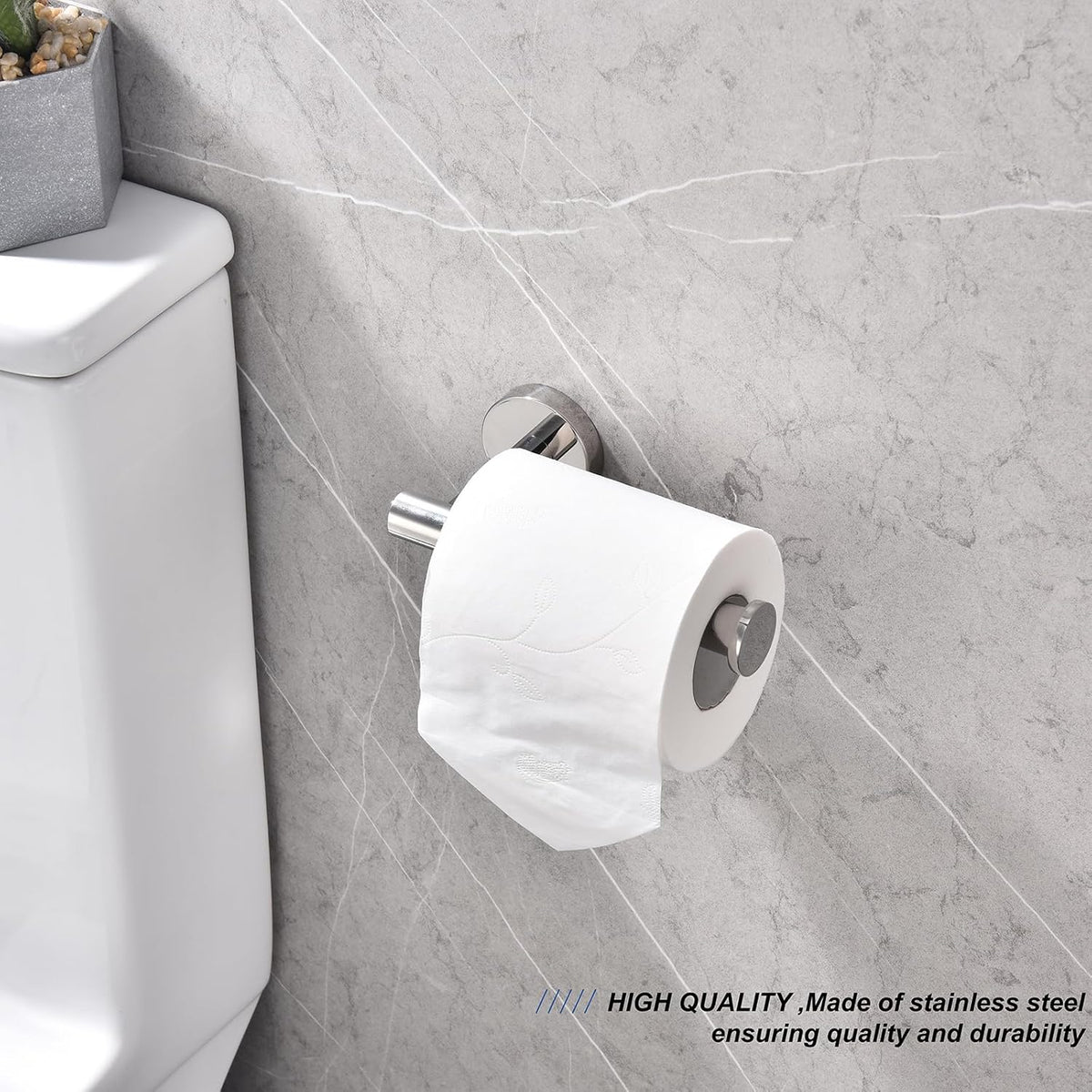 TASTOS Toilet Paper Holder SUS304 Stainless Steel Round Size Polished Chrome 2 Pack