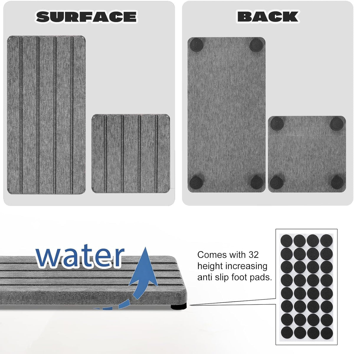 4PCS Stone Drying Tray for Bathroom Sink and Kitchen Counter, Fast Drying Diatomite Stone Sink Tray Soap Trays, Diatomaceous Coaster, Water Absorbing Stones Trays for Sinks