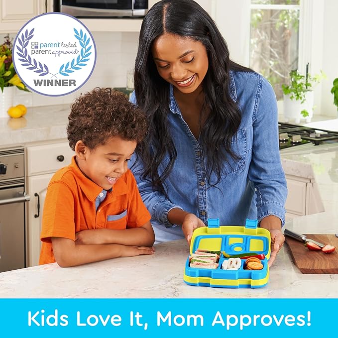 Bentgo Kids Bento-Style 5-Compartment Leak-Proof Lunch Box - Ideal Portion Sizes for Ages 3 to 7 - Durable, Drop-Proof, Dishwasher Safe, PFAS & BPA-Free & Made with Food-Safe Materials (Citrus Yellow)