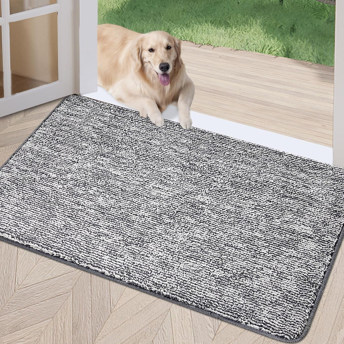 REFETONE Doormat, 36"x59", Indoor, Dark Grey - Absorbent, Non Slip, Machine Washable, Resist Dirt, Low-Profile Entry Rug for High-Traffic Areas