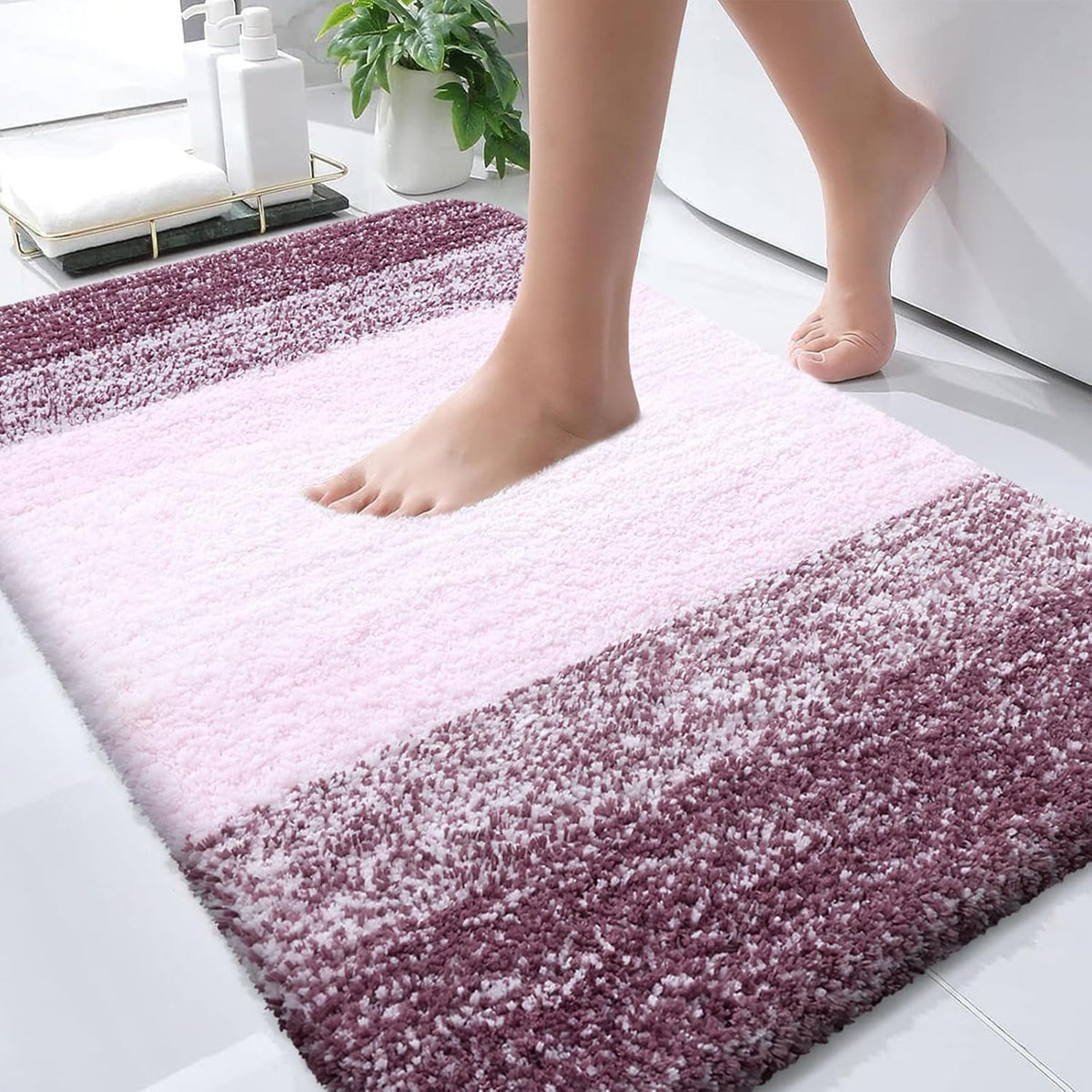 OLANLY Bathroom Rugs Mat 30x20, Extra Soft Absorbent Microfiber Bath Rugs, Rubber Backing, Quick Dry, Machine Washable Bath Mats for Bathroom Floor, Tub and Shower, Home Decor Accessories, Mauve