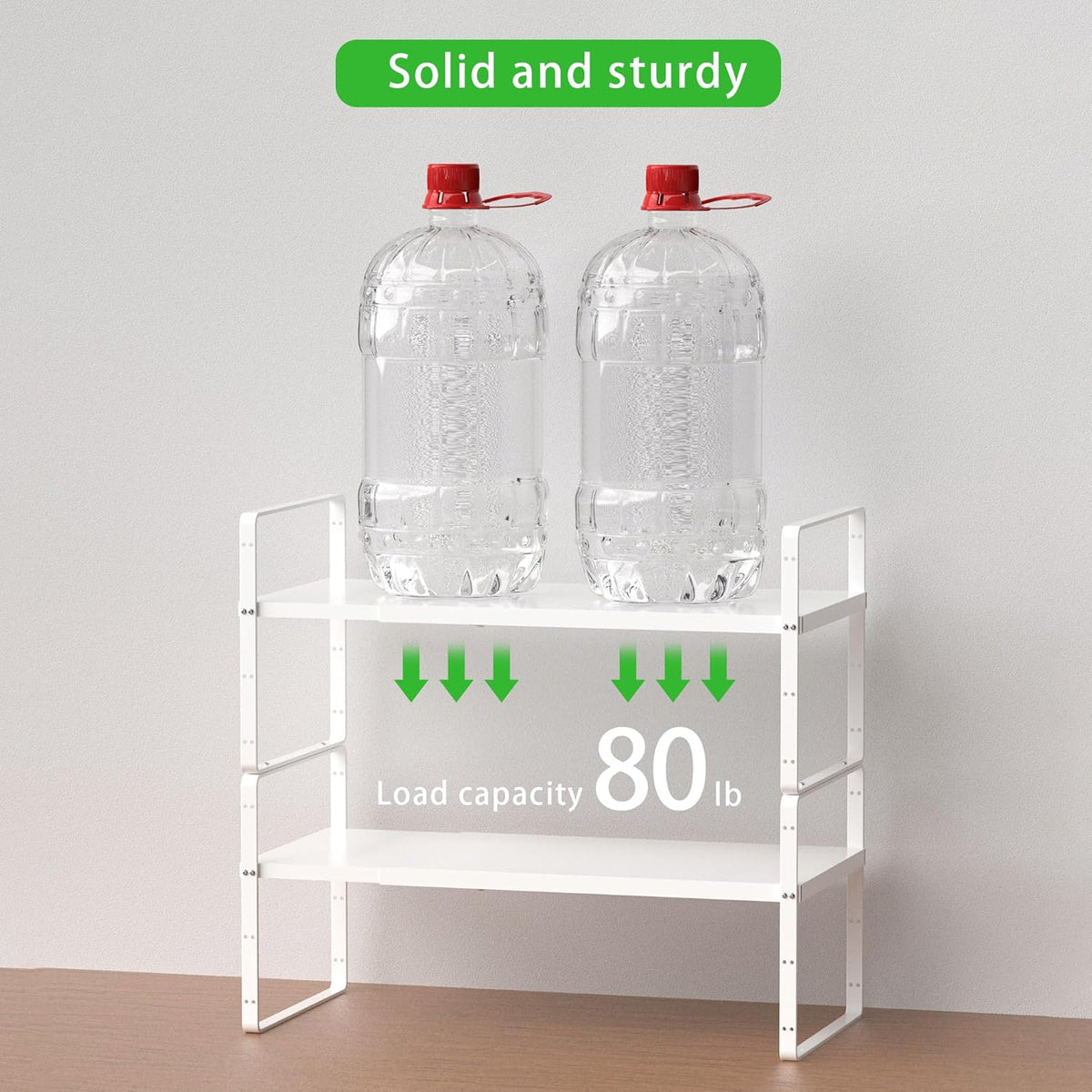 Expandable Cabinet Storage Shelf Stackable Organizer Rack for Kitchen Bathroom Pantry Spice Cupboard Countertop Home Office Desk Heavy Duty Nonslip White Large 3 Pack