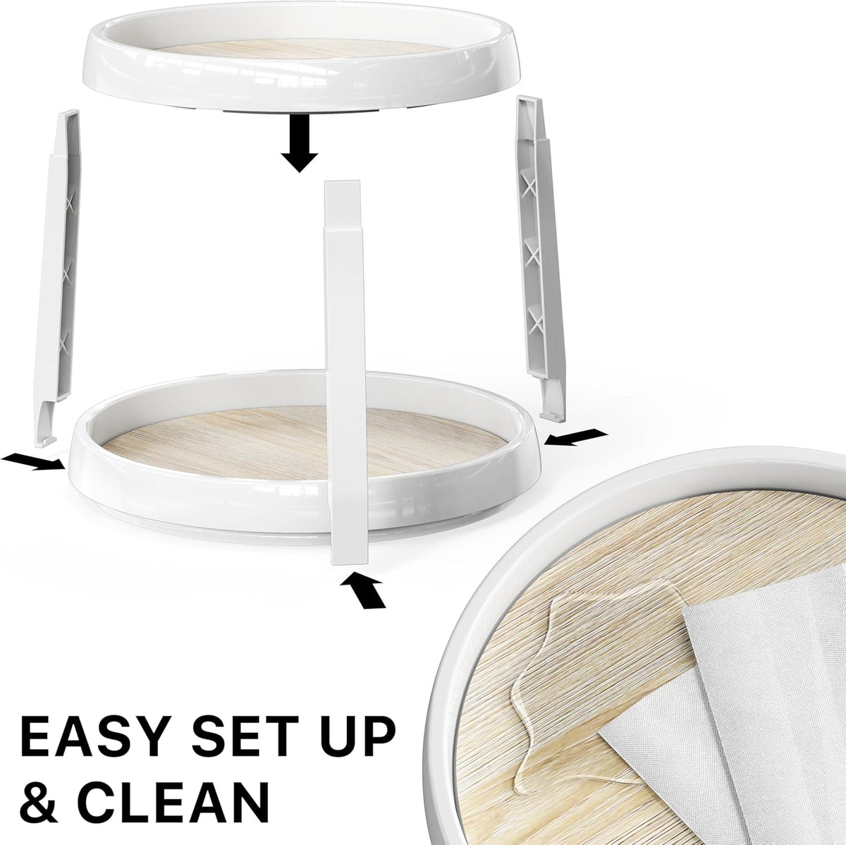 Simple Houseware 2-Tier Lazy Susan Spice Organizer, 10-Inch Diameter, Maple