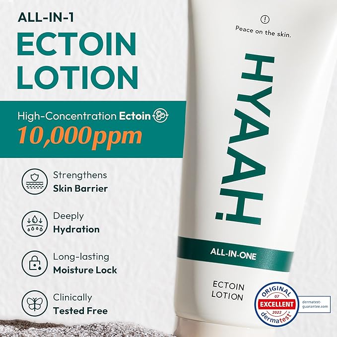 All-in-one Ectoin Lotion - Korean Face Moisturizer with Ectoin, Squalane and Ceramide - Hydrating, Pore Care, Barrier Strengthening - Gentle on All Skin Types, 3.38 fl.oz.