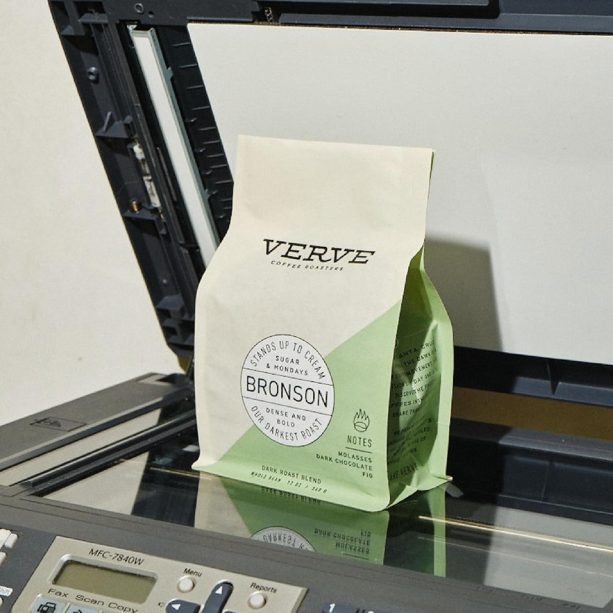 Verve Coffee Roasters Whole Bean Coffee Bronson Blend | French Dark Roast, Direct Trade, Resealable Pouch | Enjoy Hot or Cold Brew | Ideal for French Press | 12oz Bag