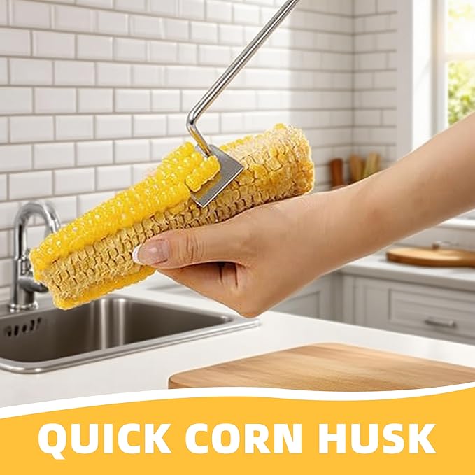 Corn Peeler for Corn On the Cob, New Long-Handled Stainless Steel Corn Peeler, Corn Peeling Tool, Corn Cutter, Suitable for Kitchen and Outdoor Dining