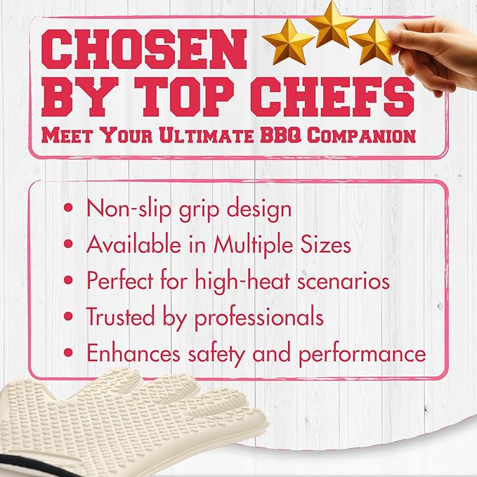 KITCHEN PERFECTION S Silicone Smoker Oven Gloves for Women -Extreme Heat Resistant BBQ Gloves -Handle Hot Food Right on Your Grill Fryer |Waterproof Oven Mitts Cooking Gloves |Superior Set+3 Bonuses