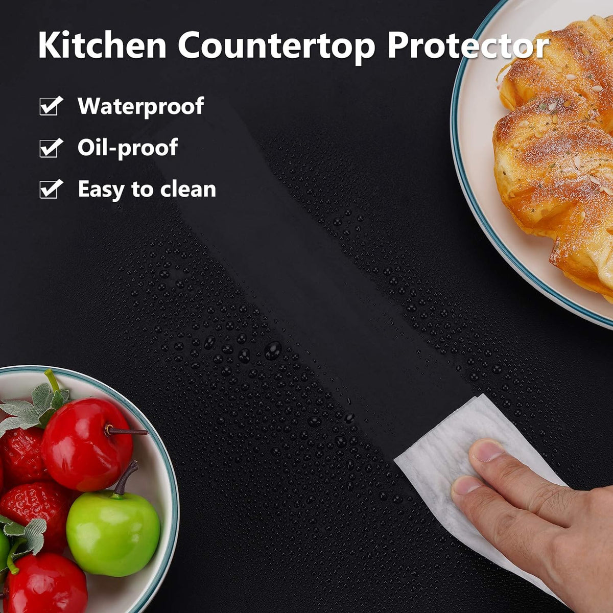Gartful Extra Large Silicone Mats for Countertop, 28" by 20" Multipurpose Mat, Counter Table Protector, Desk Saver Pad, Placemat Nonstick Nonskid Heat-Resistant Pad, Black, 2PCS