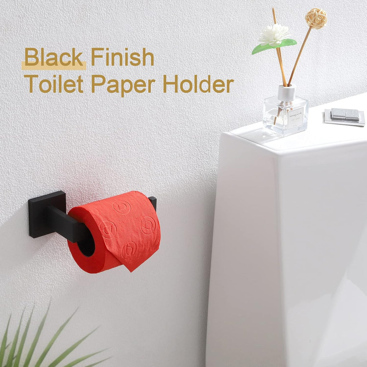 KOKOSIRI Black Toilet Paper Holders Bathroom Toilet Paper Roll Holder SUS304 Stainless Steel Contemporary Wall Mounted, Matte Black, B2003BK