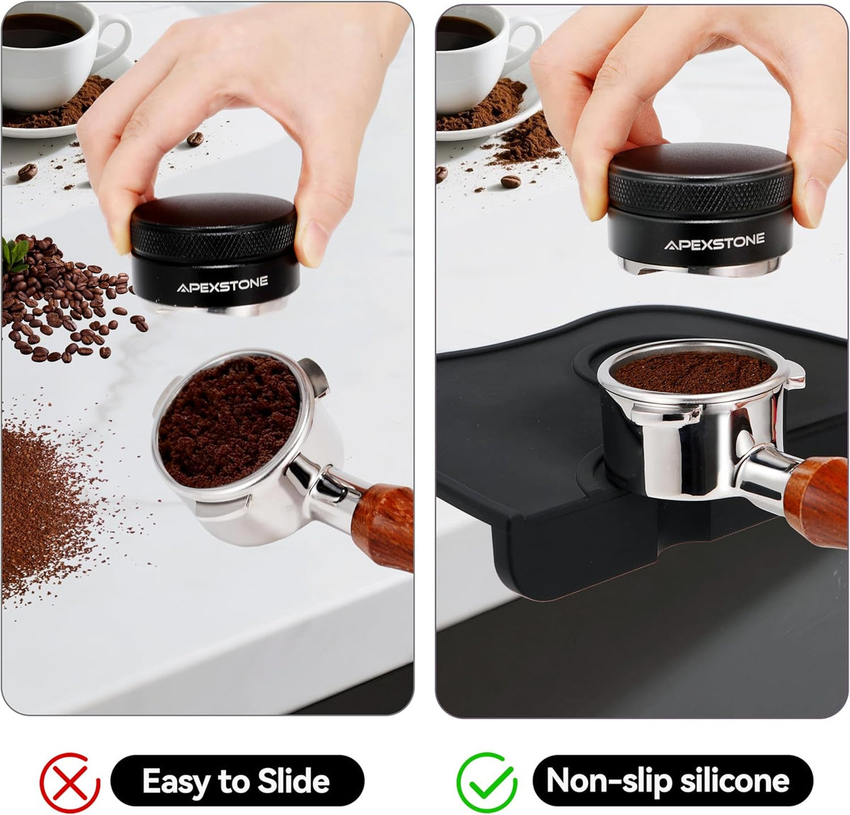 Apexstone Silicone Coffee Tamper Mat 8 Inch X 6 Inch, Espresso Silicone Mat, Espresso Tamper Mat, Coffee Tamp Mat