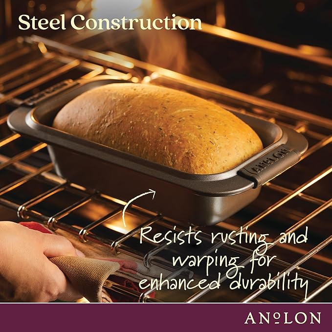 Anolon - 54709 Anolon Advanced Nonstick Bakeware/Baking/Loaf Pan with Grips, 9 Inch x 5 Inch, Gray