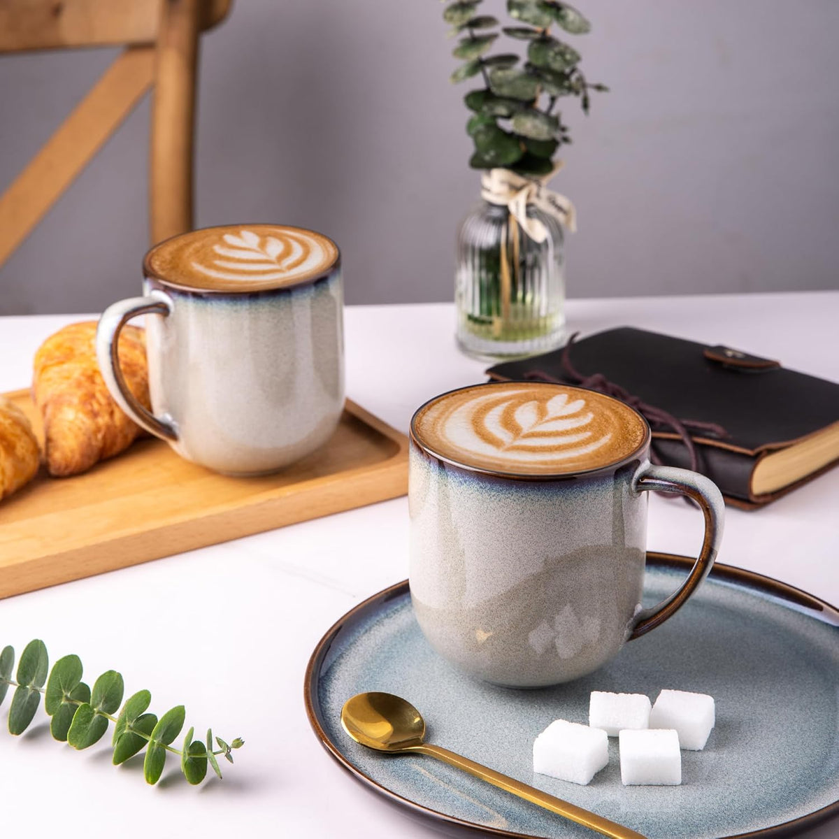 LERATIO 12OZ Ceramic Coffee Mugs Set of 6, Large Porcelain Coffee Cups With Large Handle For Latte,Cappuccino,Milk,Cocoa,|Dishwasher&Microwave Safe Mug Sets,Ideal for Man,Woman,Dad, Mom