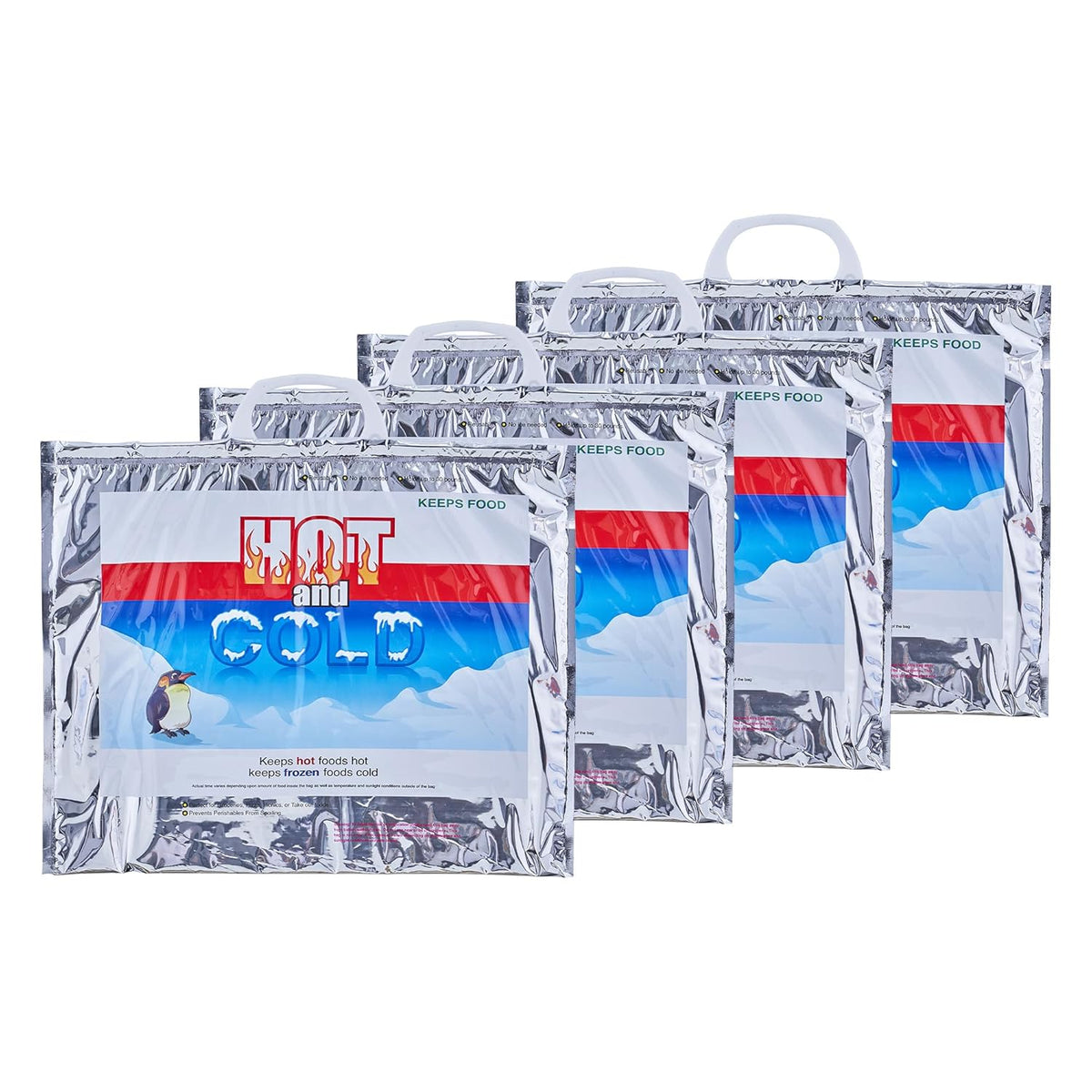 Superio Hot and Cold Insulated Bags for Food Delivery, Grocery Shopping Bags, Food Storage for Hot and Frozen Food for Travel, Disposable Cooler Bag, Reinforced Thermal Lunch Bag (4, 15.5"x13")
