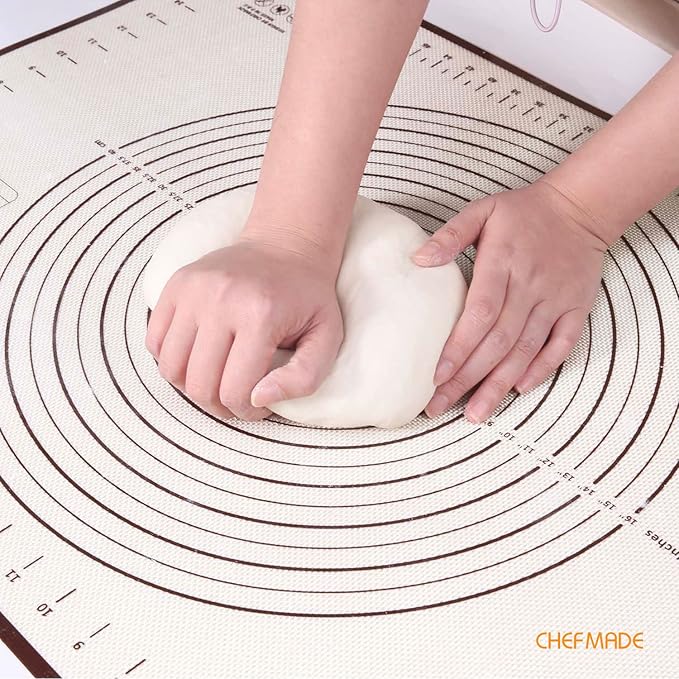 CHEFMADE Silicone Baking Mat, 36" x 24" Extra Thick Large Non-Stick Sheet Mat with Measurement | Non-Slip Reusable Food Grade Flexible Dishwasher Safe｜Making,Cookies,Macarons,Bread,Pastry and Pizza