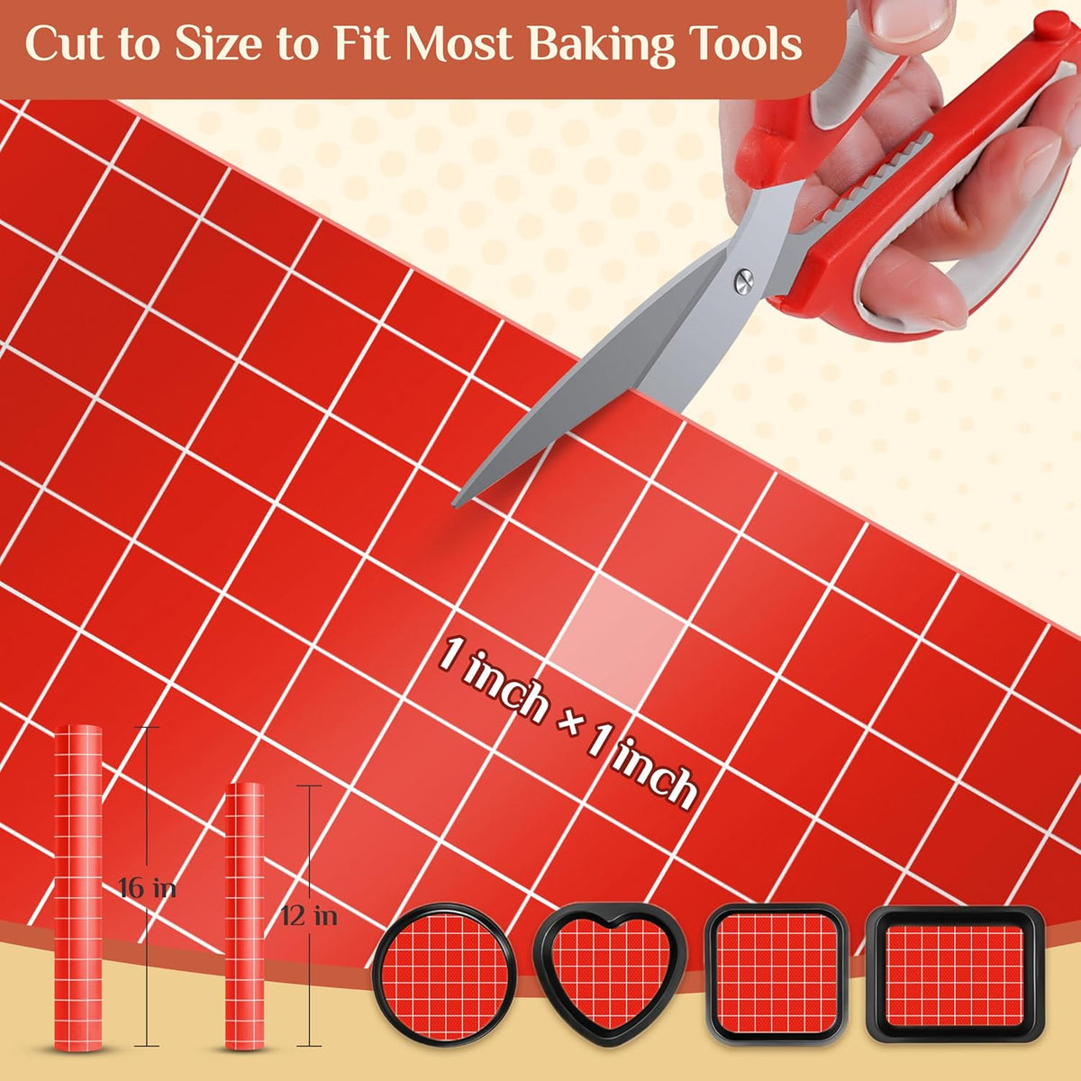 Silicone Baking Mat, 12 IN x 6 FT Free Cutting Baking Sheet,Non-Stick Reusable Dough & Pastry Mat,Non-Slip Silicone Mat Roll for Air Fryer Liner,Freeze Dryer,Oven Baking Pan,Kitchen Counter