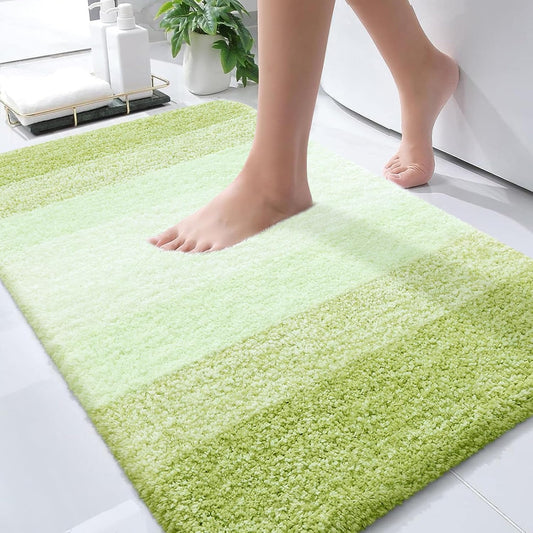 OLANLY Bathroom Rug Mat 30x20, Extra Soft and Absorbent Microfiber Bath Rugs, Non-Slip Plush Shaggy Bath Carpet, Machine Wash Dry, Bath Mats for Bathroom Floor, Tub and Shower, Light Green