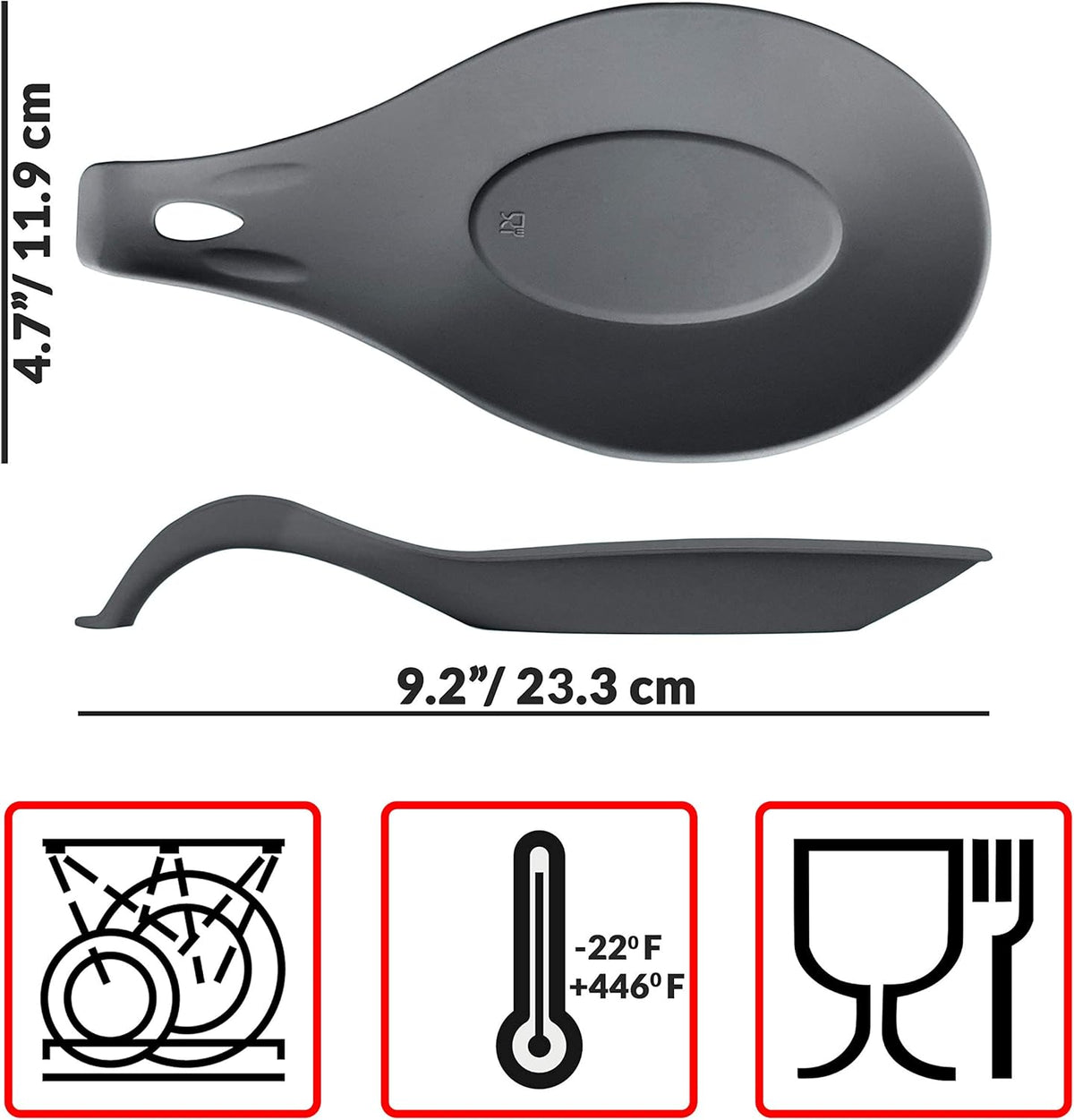 Silicone Spoon Rest for Stove Top, 1 Piece - HEAT RESISTANT, EASY TO CLEAN Kitchen Spoon Rest for Kitchen Counter, Holds XL Utensils, Safe on GLASS & INDUCTION Cooktops, DOESN’T BREAK if Dropped