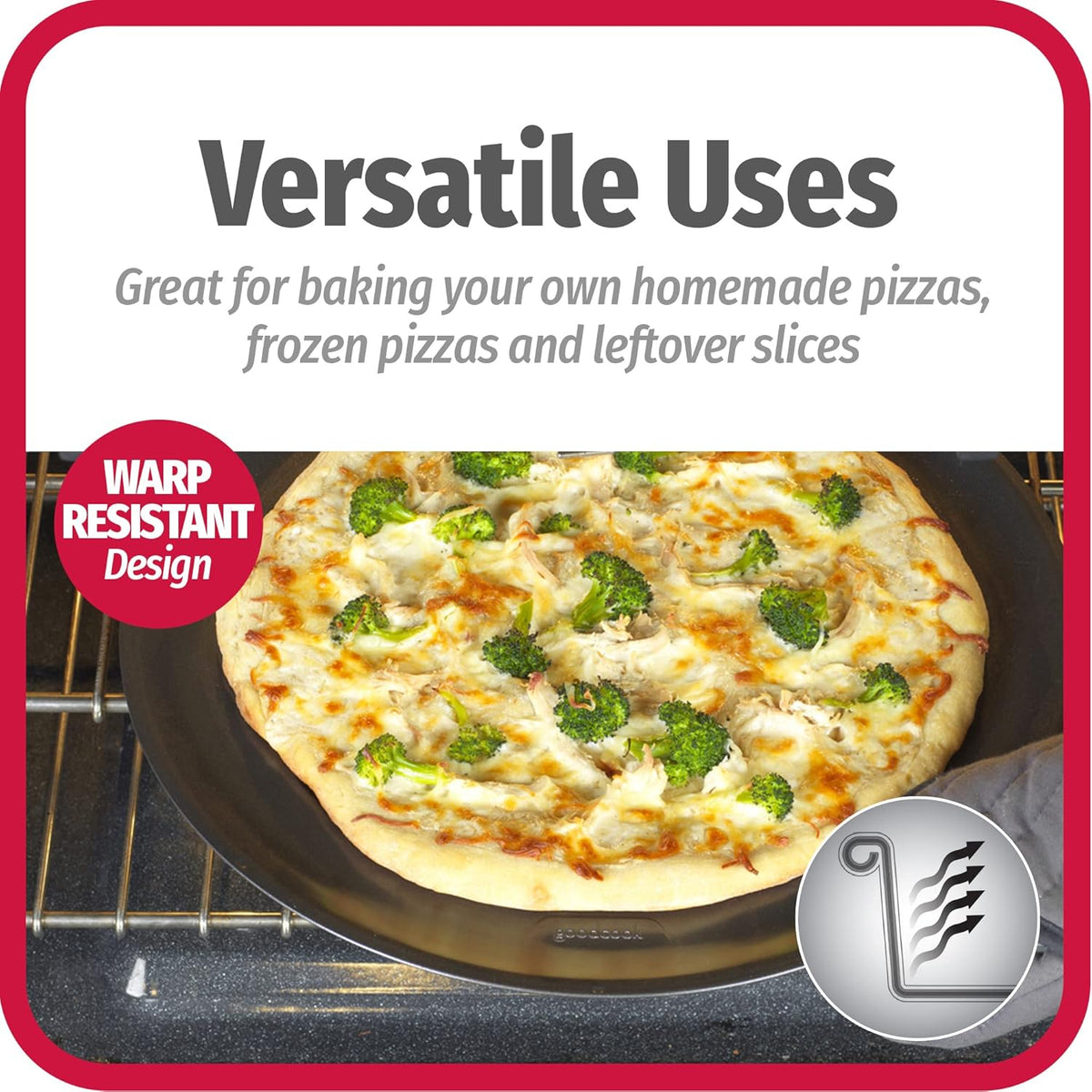GoodCook AirPerfect Nonstick 16” Pizza Pan - Set of 2 - Pizza Trays for Oven, Perforated Round Pizza Pan, Carbon Steel Baking Pan, Homemade, Frozen & Leftover Slices