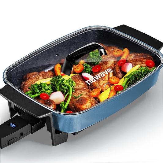 Nuwave Medley XL Digital Electric Skillet, Family Size Griddle w/Glass Lid, 2025 New & Improved Precision Heating, 100°-425°F, PFAS Free G11 Nonstick Ceramic Coating, Portable Hot Plate, 7qt Capacity