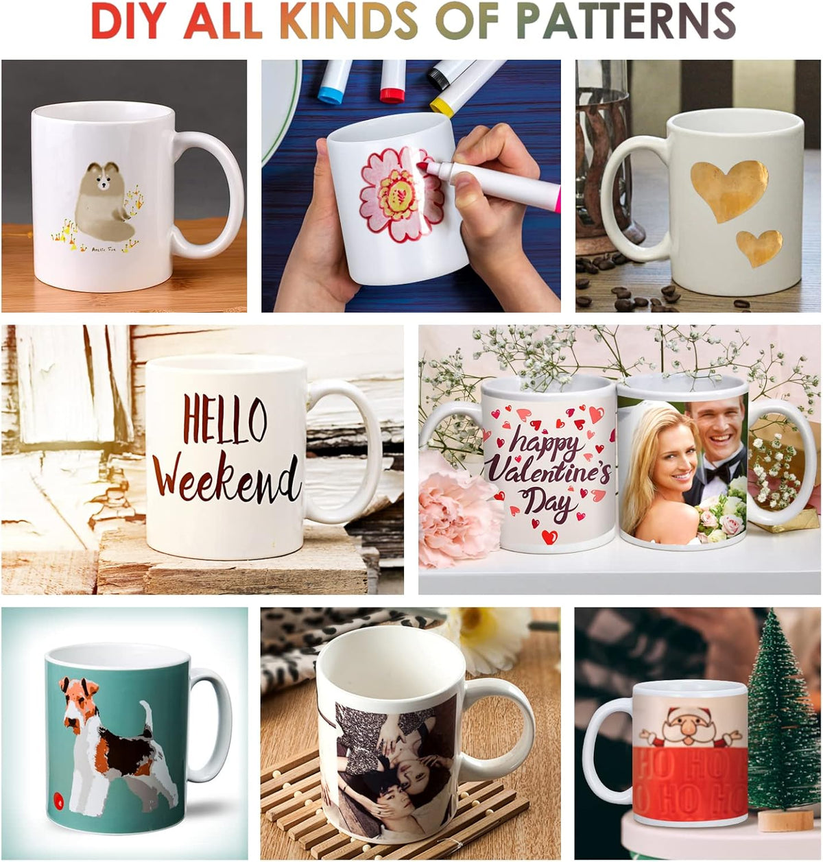 Sublimation Mugs, 12Pcs Coffee Mugs Blank White Ceramic Coffee Mug Set Sublimation Cups 11 oz Christmas Coffee Mug for Hot Chocolate Latte Tea Milk DIY Products