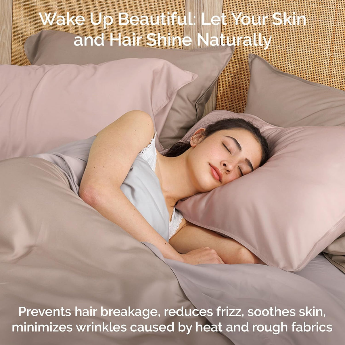 100% Viscose from Bamboo Sheets Queen Size, Super Soft Bedding Set, 4PC Cooling Sheets for Hot Sleepers, Vegan Silk Moisture Wicking, Organically Grown Bedsheet, Blush - 60" x 80"