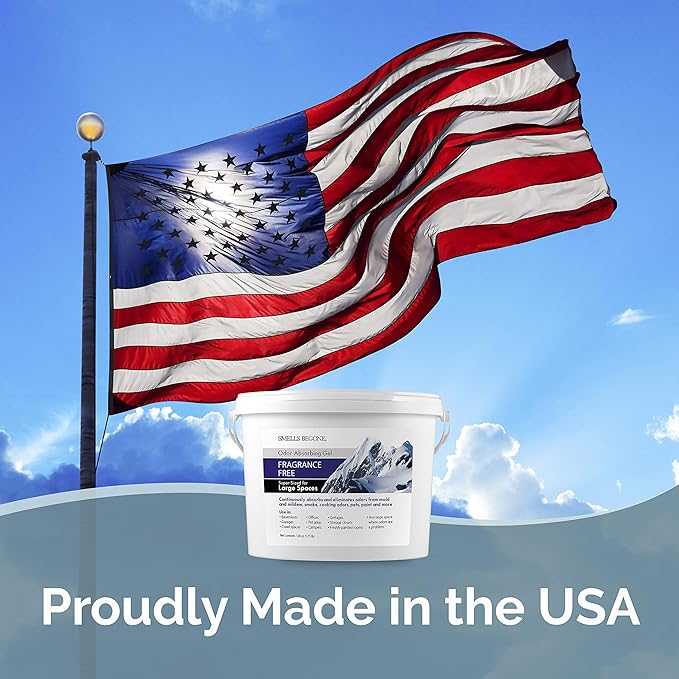 SMELLS BEGONE 1-Gallon Gel Odor Eliminator – High-Capacity, Long-Lasting Odor Absorber for Large Spaces, Basements, Garages, Workshops & Commercial Areas – Removes Tough Odors Quickly (Fragrance Free)