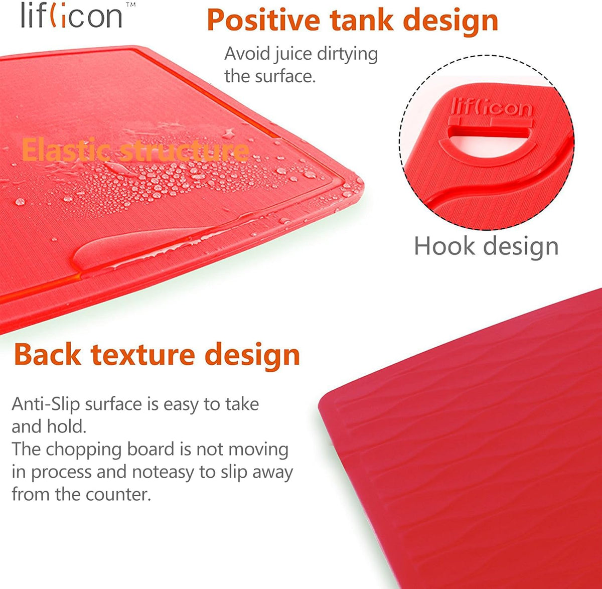 Thick Silicone Cutting Boards for Kitchen Silicone Chopping Boards/Mats Set of 2 Extra Large14.6''x10.43'', Mini 9.1”x7.1” Non-slip Deep Drip Juice Groove, Dishwasher Safe-Red