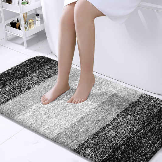 OLANLY Bathroom Runner Rugs 47x24, Extra Soft Absorbent Microfiber Bath Rugs, Rubber Backing, Quick Dry, Machine Washable Bath Mats for Bathroom Floor, Tub and Shower, Home Decor Accessories, Black