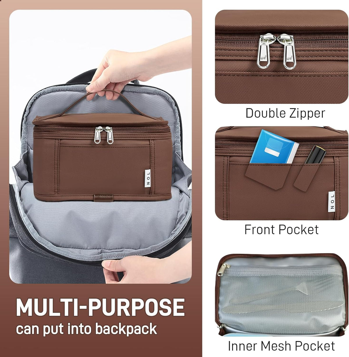 NOL Natural Organic Lifestyle Small Lunch Bag Mini Lunch Box Insulated Lunch Bag for Men/Women Leakproof Cooler Tote Bag Lightweight Nylon Waterproof Lunch Box For Work, Coffee