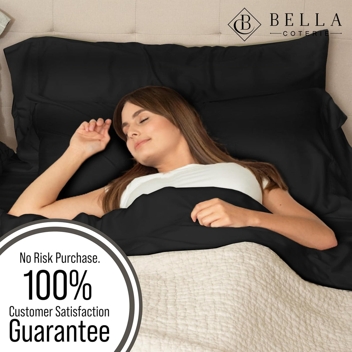 Bella Coterie Luxury Bamboo Viscose King Size Sheet Set | 100% Organically Grown | Ultra Soft | Cooling for Hot Sleepers | 18" Deep Pocket [Black]