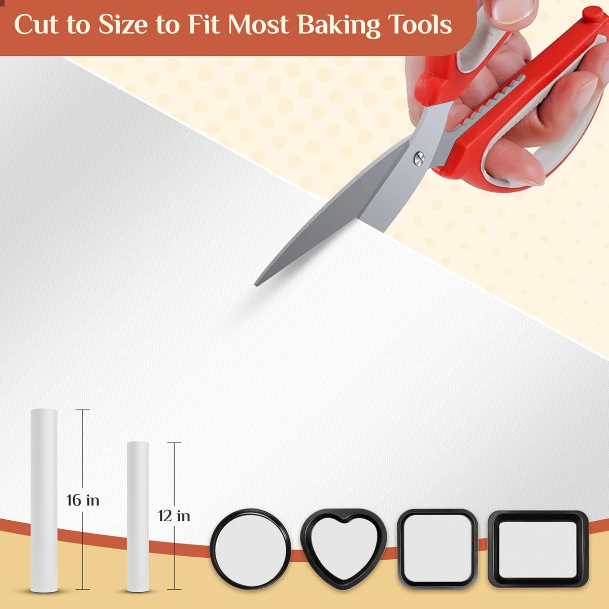 Silicone Baking Mat, 12 IN x 10 FT Free Cutting Baking Sheet,Non-Stick Reusable Dough & Pastry Mat,Non-Slip Silicone Mat Roll for Air Fryer Liner,Freeze Dryer,Oven Baking Pan,Kitchen Counter